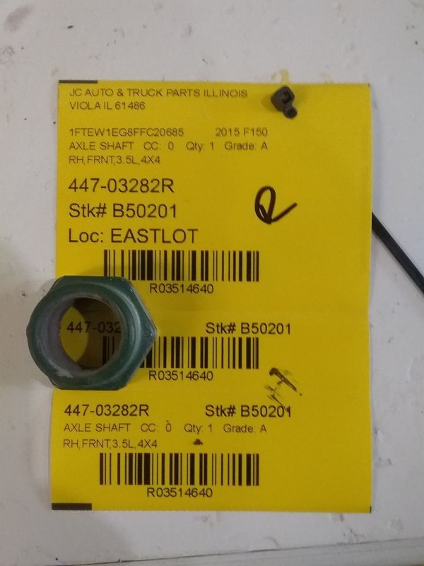 Passenger Axle Shaft Front Outer Cv Axle Fits 15 FORD F150 PICKUP 3514640