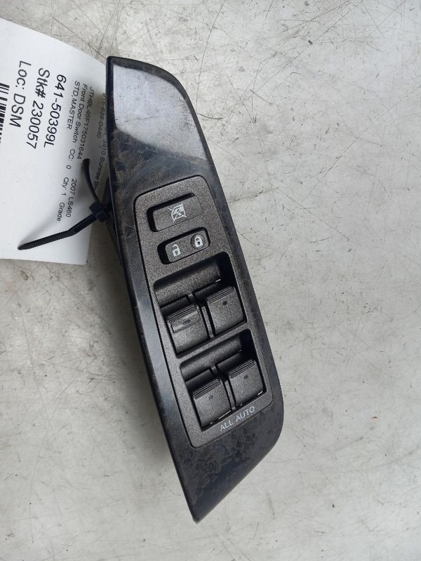 07-12 LEXUS LS460 4.6L RWD AT DRIVER SIDE FRONT DOOR MASTER SWITCH