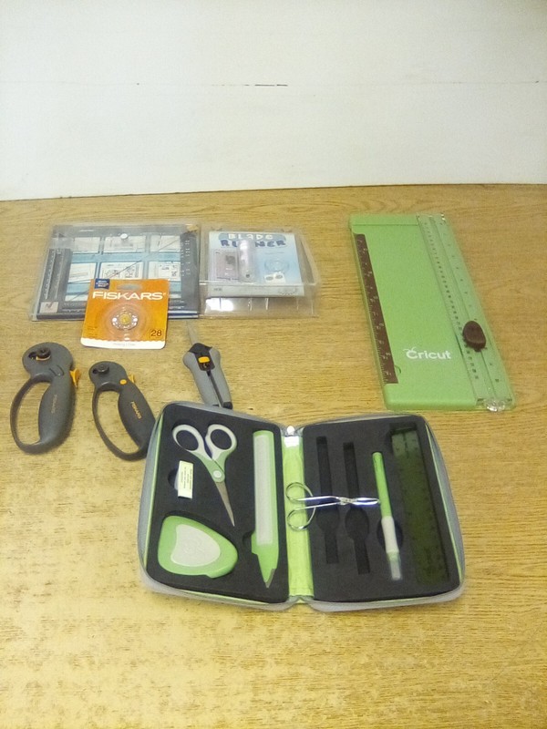 Assorted Lot Of Cricut Accessories Cropper, Blade Runner, Rotary Cutters, Micro