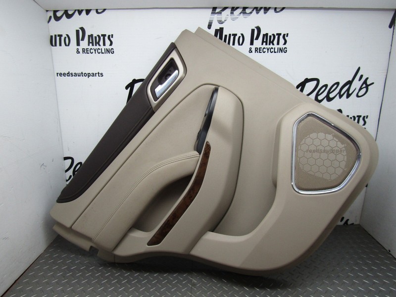 15-20 Yukon Denali Rear Driver Woodgrain Leather Door Panel Trim OEM