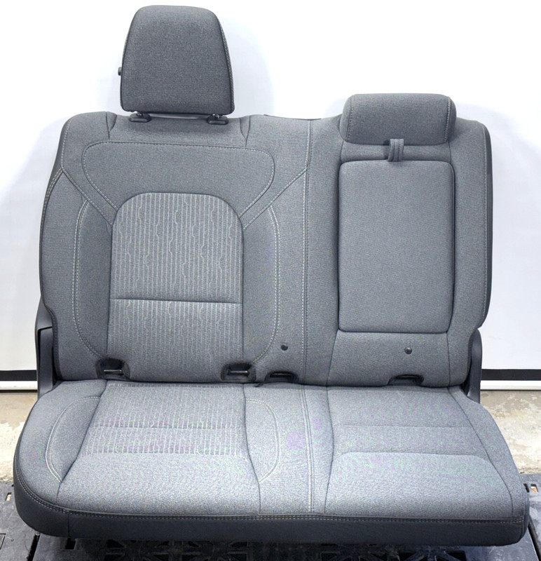 ✅ 19-25 RAM 1500 5th CREW CAB OEM REAR RIGHT CLOTH SEAT GRAY 2nd Row + HEADREST
