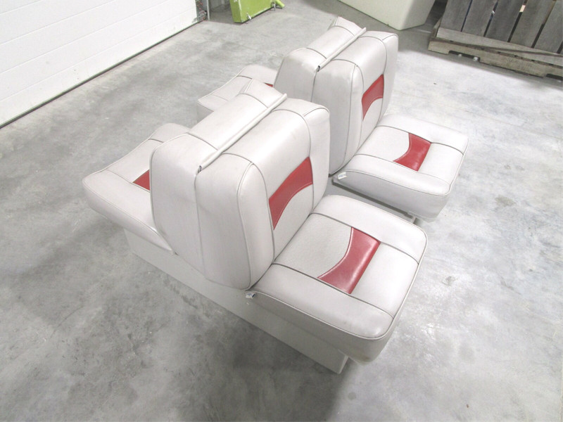 Marine Boat Folding Back to Back Seat Set Red/Gray 36 1/4" x 13 1/2" Base