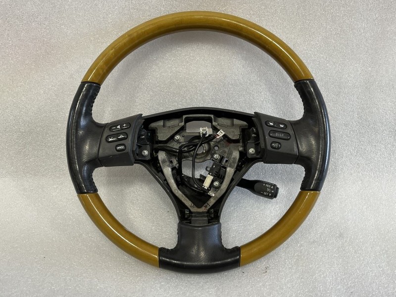 2006 2007 2008 2009 LEXUS RX400H STEERING WHEEL LA01 BLACK LEATHER AND WOOD TRIM