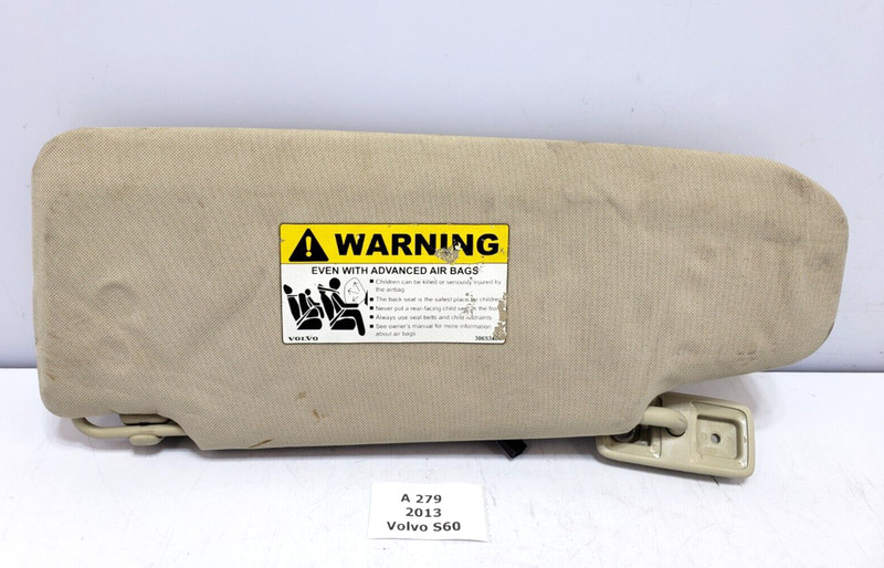 ✅ 11-18 OEM Volvo S60 Front Right Passenger Side Sunvisor Sun Visor Beige NOTE*