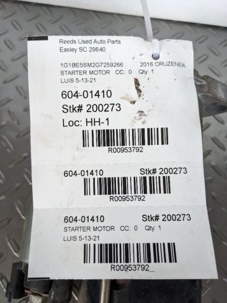 Starter Motor Fits 16-17 CRUZE 953792