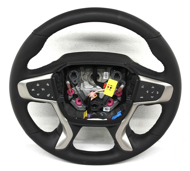 OEM Steering Wheel For GMC Acadia Black Leather 84994094, Leather Impressions