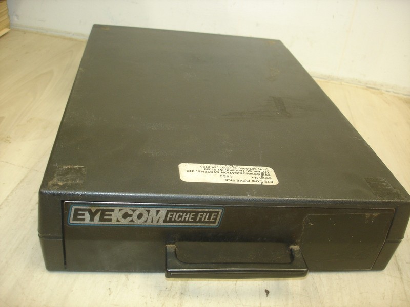 Vintage Eyecom Fiche File Drawer Microfiche Holder with slots used