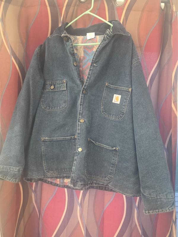 Vintage Carhartt Denim Chore Coat Men’s XL Aztec Blanket Lined CB1003