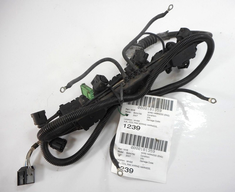 07 BMW 750i 4.8L Ignition Coil Pack Wire Wiring Harness OEM 7558201