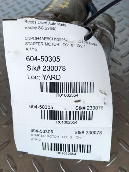 Starter Motor Sedan US Built ID 361002E550 Fits 11-14 ELANTRA 1082554