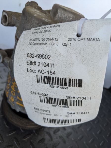 AC Compressor VIN 1 8th Digit Turbo Fits 16-18 OPTIMA 1014856