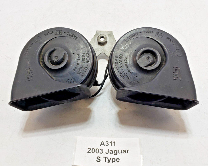 ✅ 03-04 OEM Jaguar S-Type X200 Right Left High Low Tone Signal Horn SET Of 2