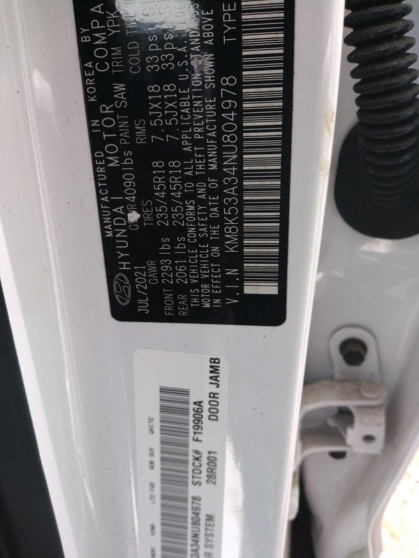 2022 Hyundai Kona Frame Crossmember OEM White FWD 1.6L 34K Miles