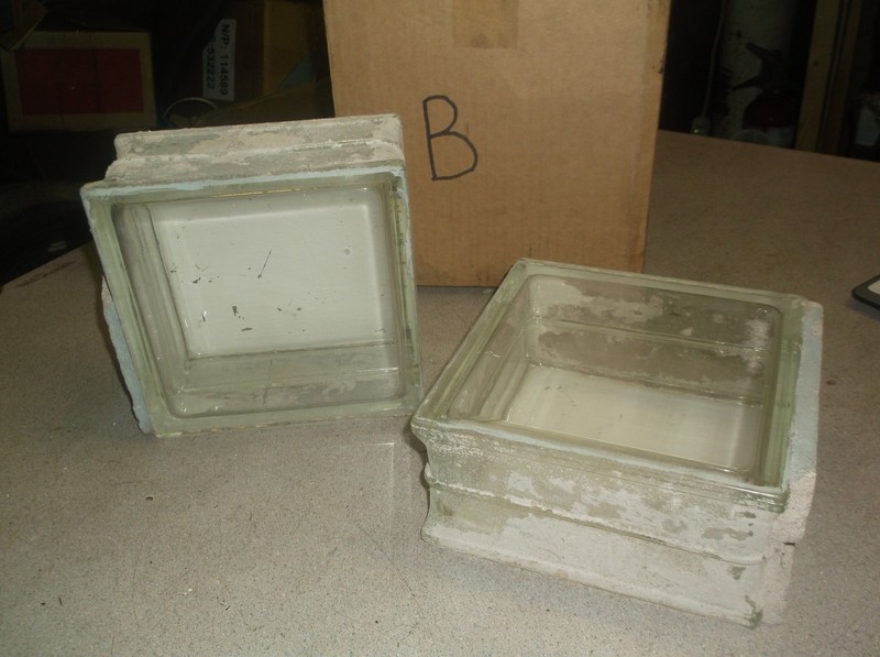 Vintage Architectural Glass Block 7-3/4" x 7-3/4" x 3-7/8", Lot of 2