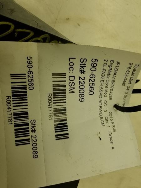 2015 SCION FR-S ENGINE ELECTRONIC CONTROL MODULE ECM ASSEMBLY