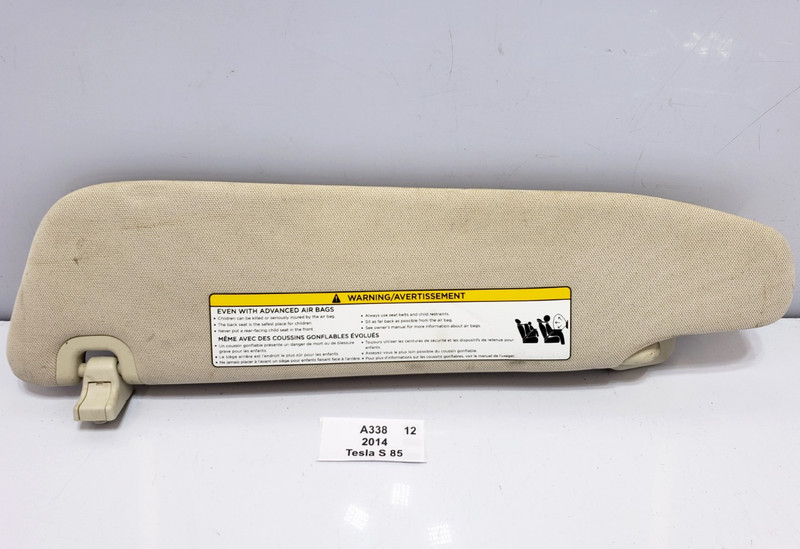 ✅ 12-20 OEM Tesla Model S Front Right Passenger Side Sunvisor Visor Beige NOTE*