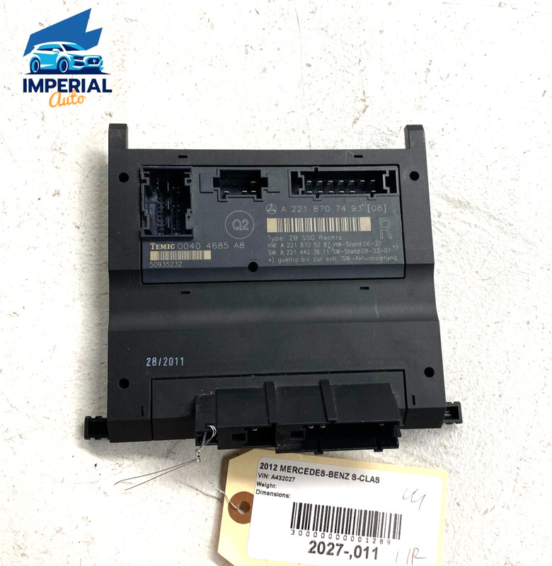 Mercedes W221 S550 Front RH Passenger Under Seat Control Module Unit OEM 2007-12