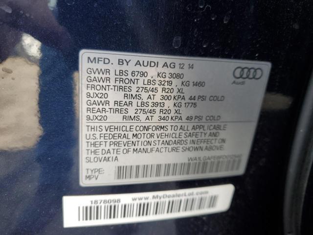 Used Deck Lid fits: 2015 Audi Q7 w/spoiler w/rear view camera Grade A