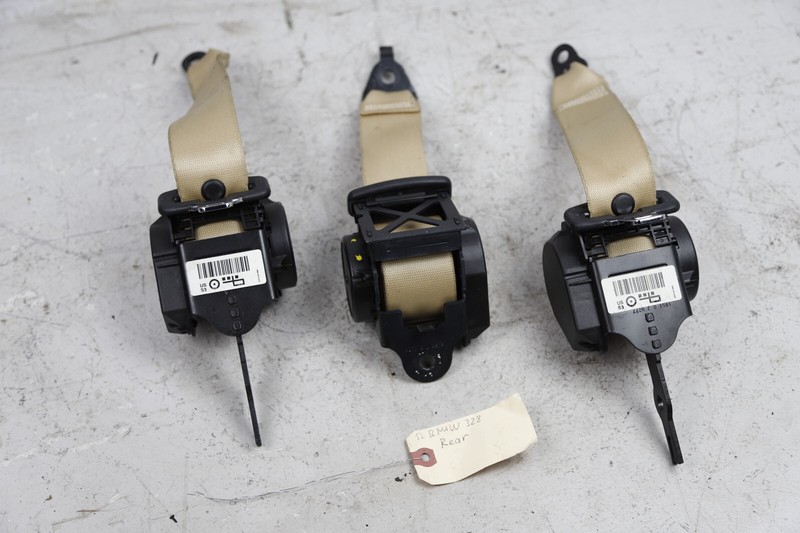 12-18 BMW F30 REAR RIGHT PASSENGER CENTER LEFT DRIVER SEAT BELT RETRACTOR BEIGE