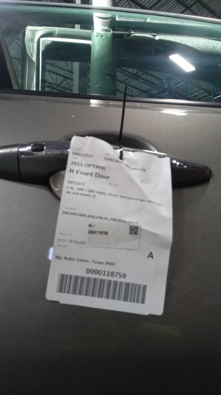 2015 Kia Optima Right Front Door Silver OEM 450395 117K Miles