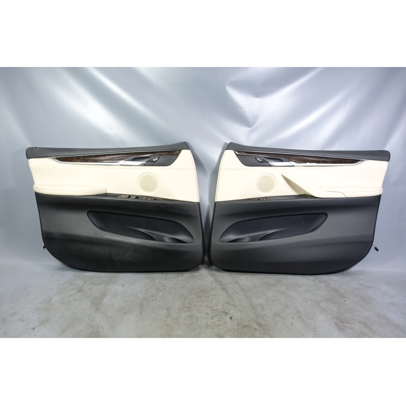 17-18 BMW F15 X5 Factory Front Int Door Panels Canberra Beige Black Leather OEM