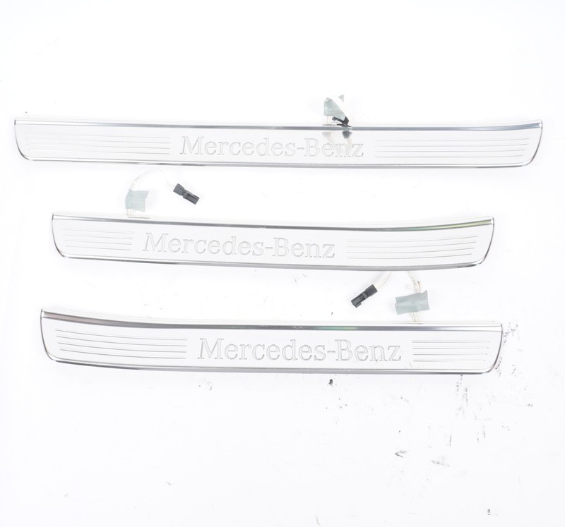 14-20 Mercedes S550 W222 Illuminated Door Step Sill Panel Set of 3 OEM
