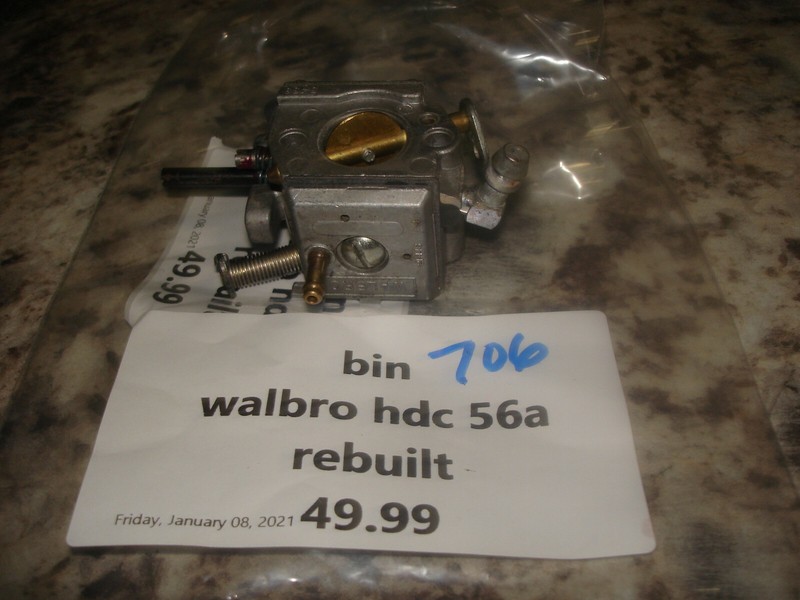 Walbro hdc 56a hdc56a carburetor carb Rebuiltchainsaw part only bin 706