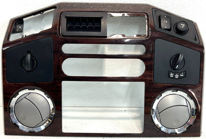 08-10 FORD F250 F350 SUPER DUTY 4X4 CENTER DASH CLIMATE RADIO BEZEL WOOD GRAIN