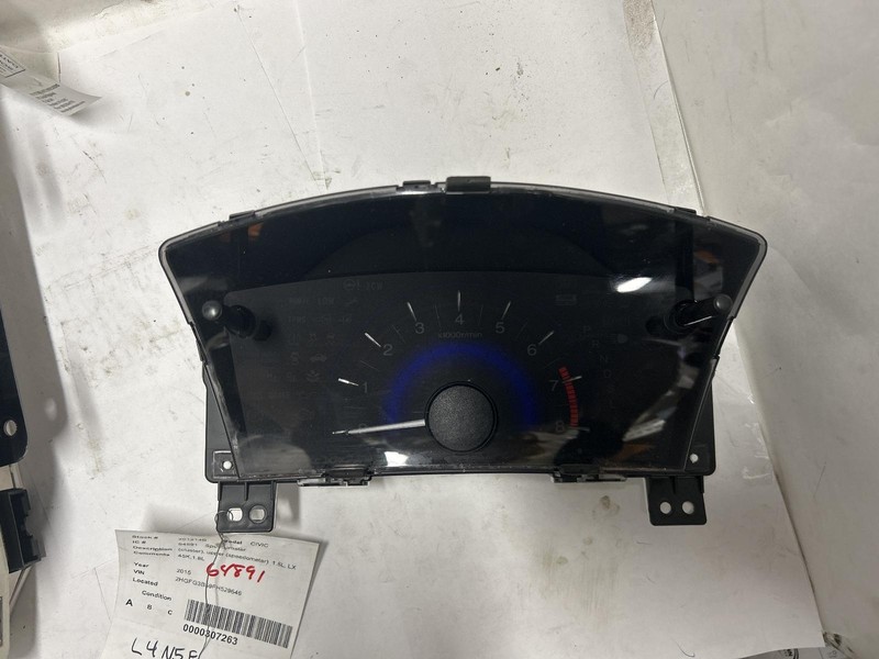 2015 HONDA CIVICupper tachometer cluster 1.8L LX 45k miles 78200TR3A01 OEM 15