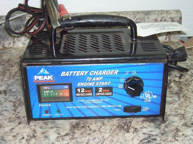Peak battery charger 70 amp engine start PKCOCD model 12/2 amp 6 volt 12 amp