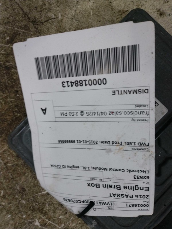 2015 Volkswagen Passat Engine Control Module ECM 1.8L 136K Mi OEM
