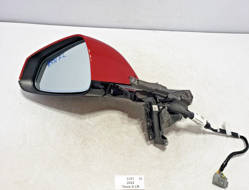 ✅ 21-25 OEM Tesla Model S Left Driver Door Exterior Side Mirror Red PPMR *
