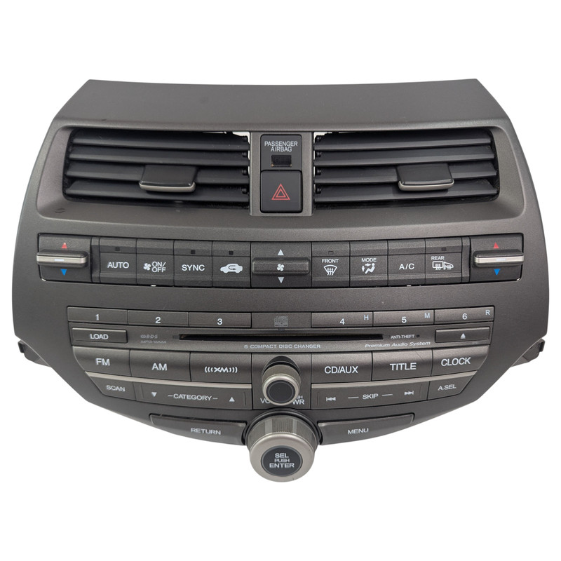 08-11 HONDA ACCORD RADIO RECEIVER AM/FM CD PLAYER W/ AIR VENT 77260TA6A500 OEM