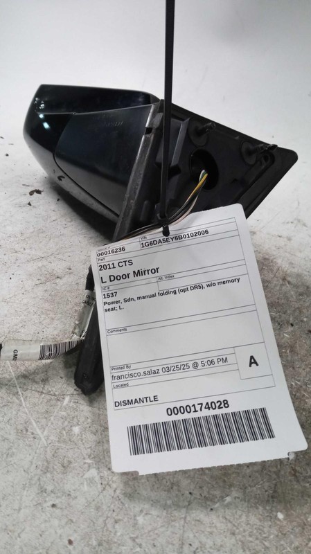 2011 Cadillac CTS Left Door Mirror Assembly Black 137086 134K Miles