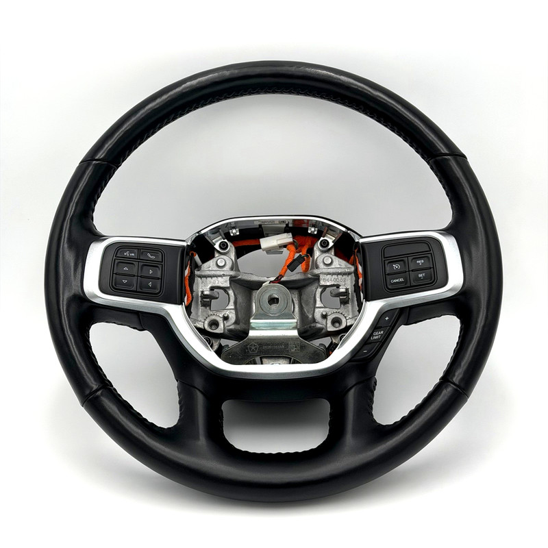 ✅2019-2026 RAM 2500-3500 LARAMIE 5th Gen OEM BLACK LEATHER STEERING WHEEL HEATED
