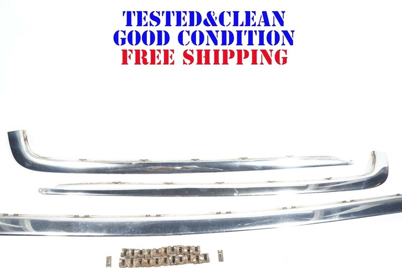 1994 1995 MERCEDES S350D FRONT BUMPER CHROME MOLDING SET OF 3 OEM