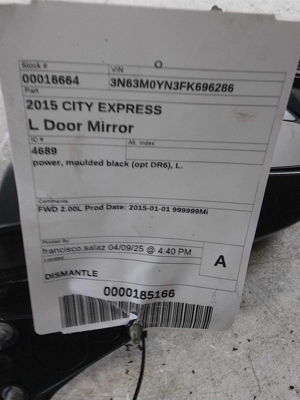 2015 Chevrolet City Express Left Door Mirror White OEM 570517 114K Miles