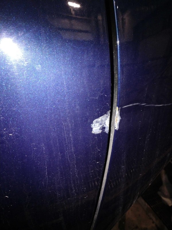 2017 Nissan Altima Right Front Door Blue - Used, 144K Miles, Crease