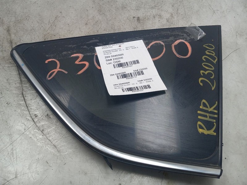 13 14 15 TOYOTA RAV 4 LE PASSENGER RIGHT QUARTER GLASS