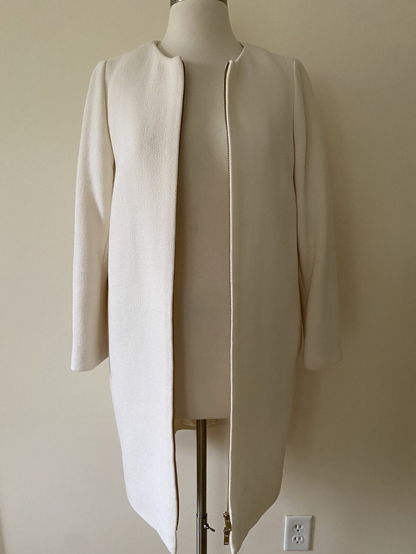 J. Crew Double Cloth Collarless Coat Jacket Wool Cream Size 0 XXS A8918 $360