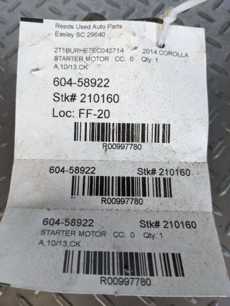 Starter Motor 1.3kw Fits 14 COROLLA 997780