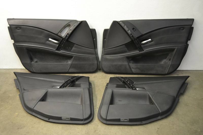 BMW E60 M5 Black Leather Door Panels Cards Doorcards Trim Genuine Oem 2006-2010
