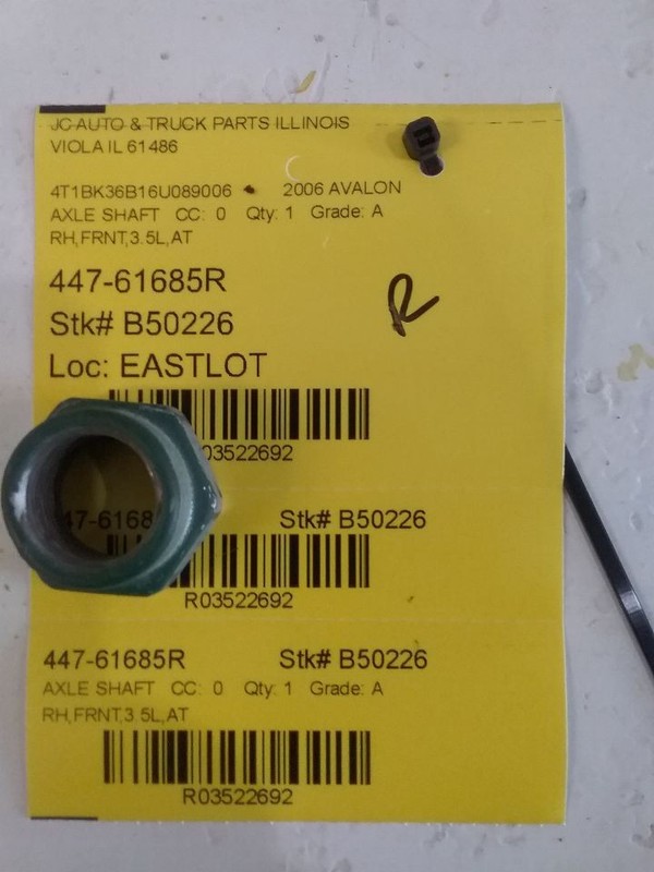 Passenger Right Axle Shaft Fits 05-12 AVALON 3522692