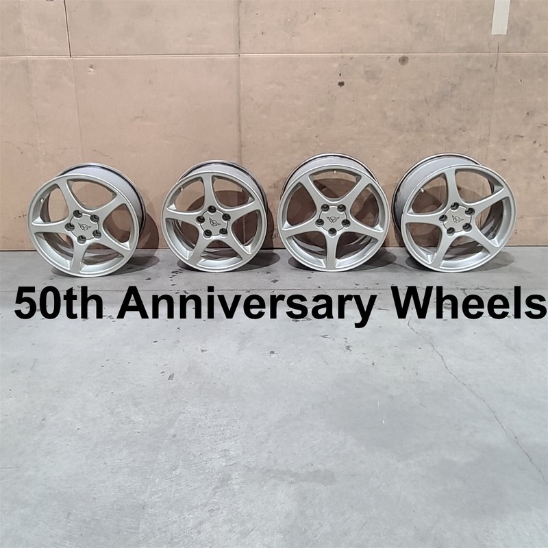 2003 Corvette C5 5 Spoke Light Tan Wheel Set Oem 18x9.5 / 17x8.5 Aa7263