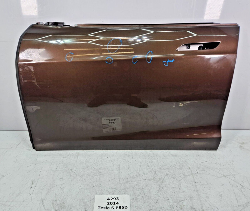 ✅ 12-16 OEM Tesla Model S Front Left Driver Door Shell Panel Brown PMAB NOTE*