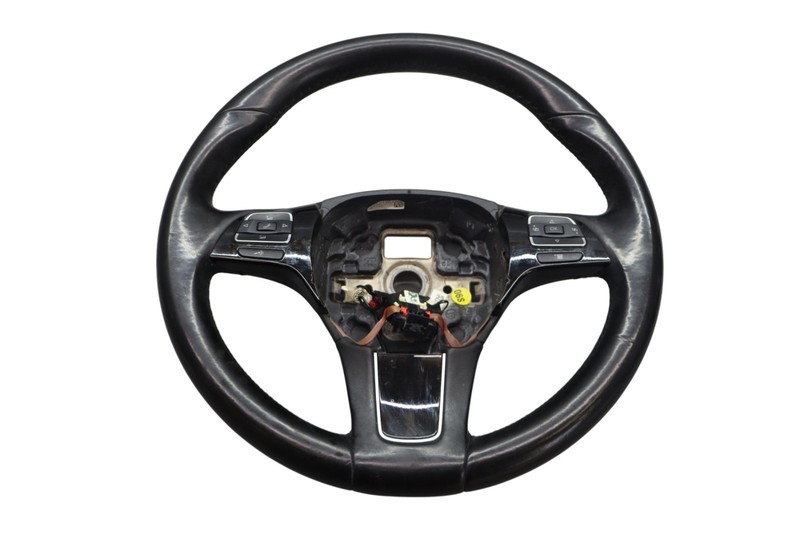 11-17 Volkswagen VW Touareg 3 Spoke Steering Wheel W/ Controls Leather Black Oem