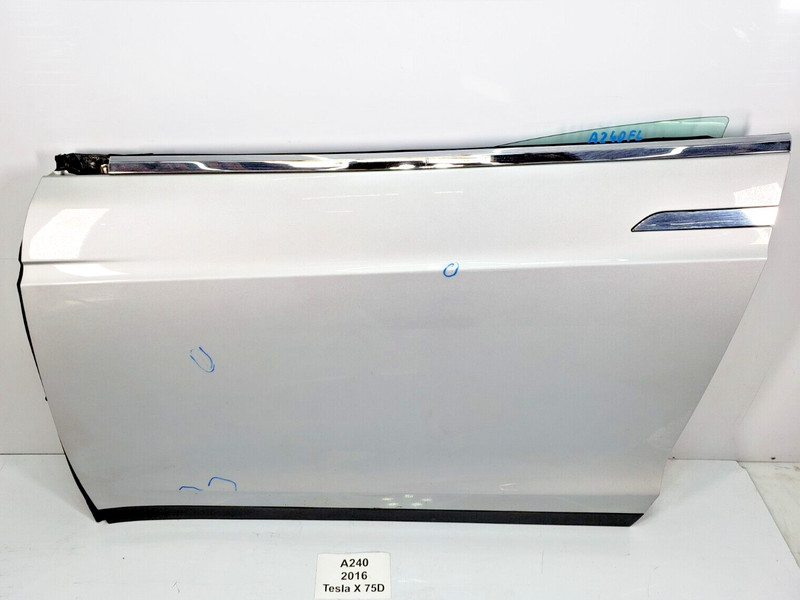 ✅16-20 OEM Tesla X Front Left Driver Door Shell Panel Silver PMSS COMPLETE NOTE*