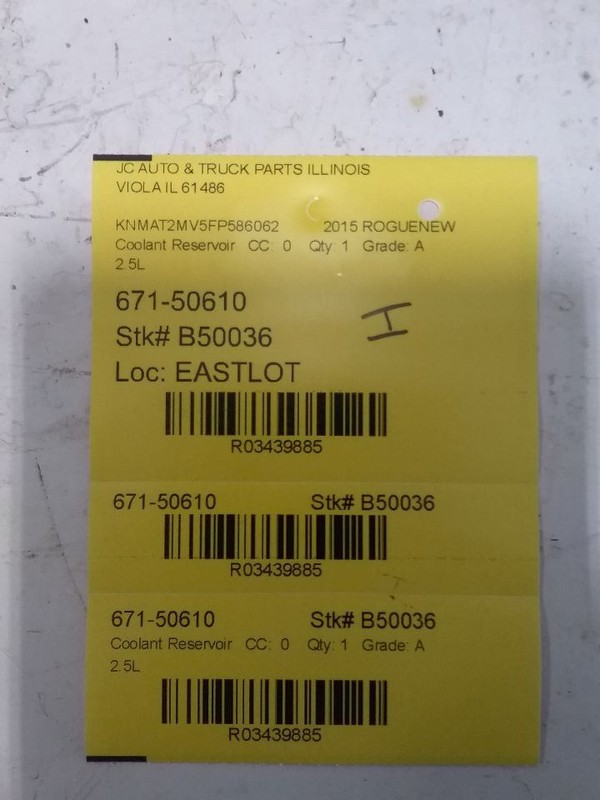 Coolant Reservoir VIN K 1st Digit Korea Built Fits 14-20 ROGUE 3439885