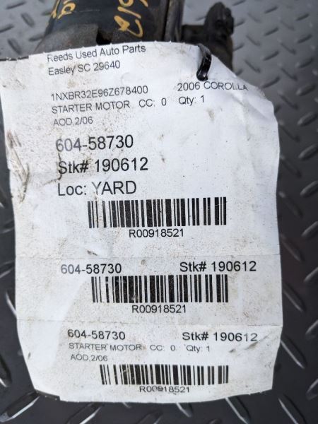 Starter Motor Fits 03-08 VIBE 918521