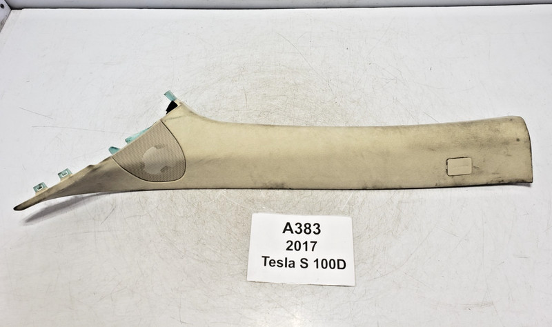 ✅ 12-20 OEM Tesla Model S Front Left Driver Side A Pillar Trim Beige Alcantara *